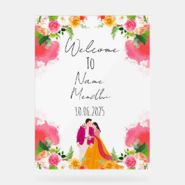 Señal Acrílica Signo Mendhi floral colorido