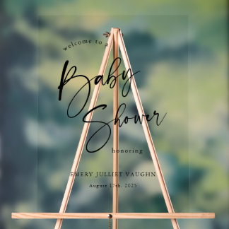 Señal Acrílica Signo moderno de bienvenida Baby Shower en blanco 
