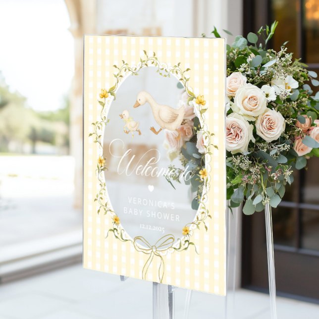 Señal Acrílica Silly Goose Gingham Baby Shower Welcome (Subido por el creador)