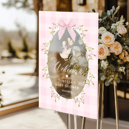 Señal Acrílica Silly Goose Pink Gingham Baby Shower Welcome