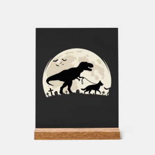 Señal Acrílica Silueta de luna de dinosaurio de Halloween de past
