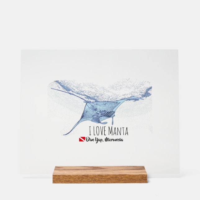 Señal Acrílica Silueta de raya manta (Anverso)