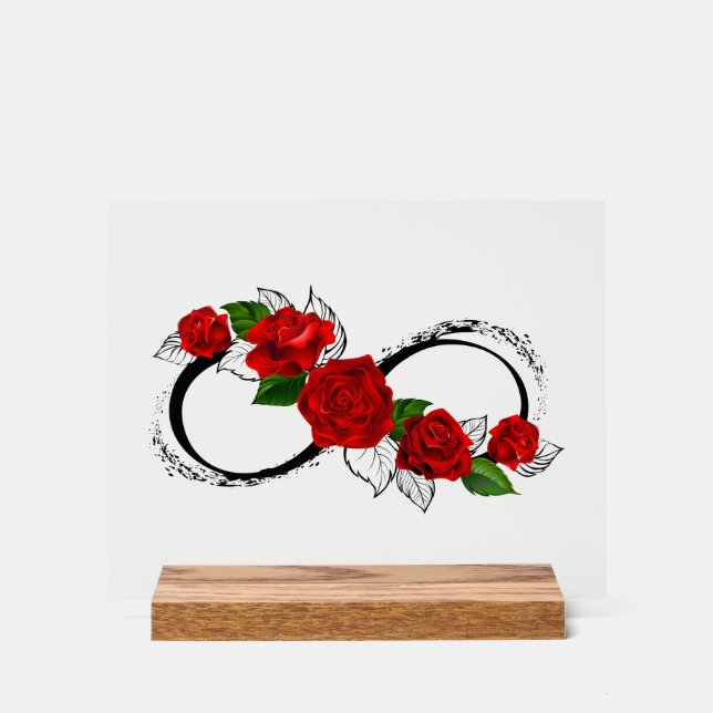 Señal Acrílica Símbolo de infinito con rosas rojas (Anverso)