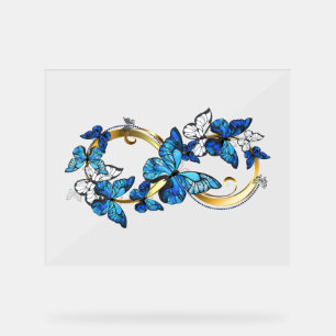 Señal Acrílica Símbolo infinito de mariposas Morpho azules