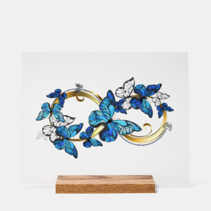 Señal Acrílica Símbolo infinito de mariposas Morpho azules