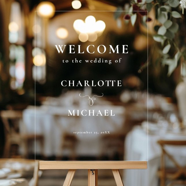SEÑAL ACRÍLICA SIMPEL, ELEGANTE, BODA "BIENVENIDO" (SIMPEL, ELEGANT, "WELCOME" WEDDING ACRYLIC SIGN)