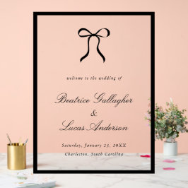 Señal Acrílica Simple Bow Clásico Signo de Bienvenida de Boda