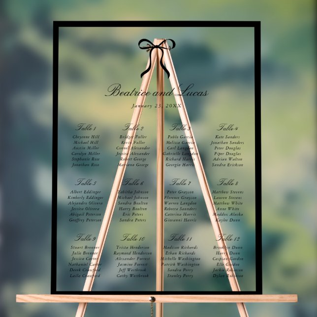 Señal Acrílica Simple Bow Classic Wedding Seating Chart (Neutral )