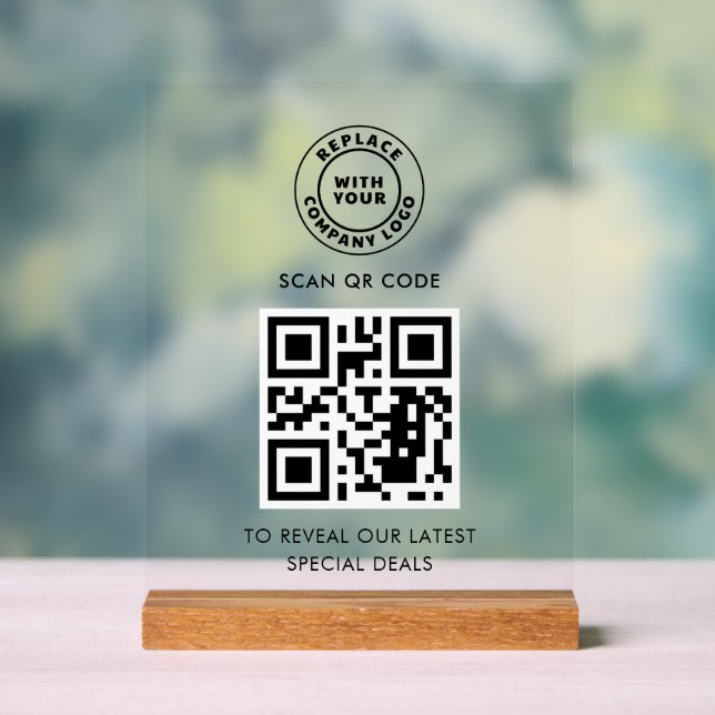 Señal Acrílica Simple Business Logo and QR Code Custom (Neutral )