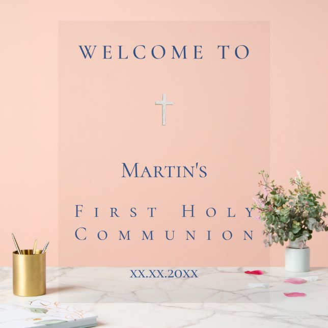 Señal Acrílica simple classic First Holy Communion welcome  (Boda)