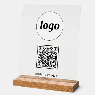 Señal Acrílica Simple código QR de texto de logotipo de negocio