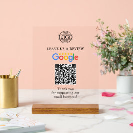 Señal Acrílica Simple Custom Google Reviews QR Code Business Logo