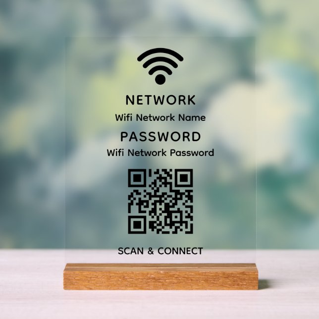 Señal Acrílica Simple Elegante Wifi QR Código contraseña de red (Neutral )