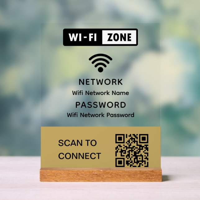 Señal Acrílica Simple Elegante Wifi QR Código contraseña de red (Neutral )