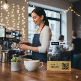 Señal Acrílica Simple Elegante Wifi QR Código contraseña de red