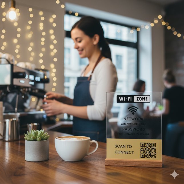 Señal Acrílica Simple Elegante Wifi QR Código contraseña de red (Subido por el creador)