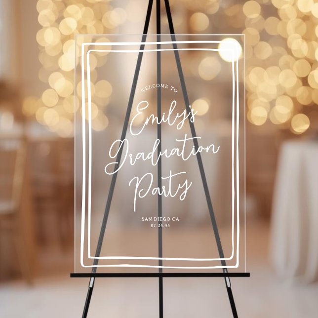 Señal Acrílica Simple Hand Drawn Graduation Party Welcome  (Subido por el creador)