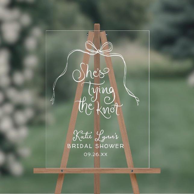 Señal Acrílica Simple lazo blanco que ata el nudo de la ducha de  (Shown on an 18" x 24" acrylic sign)