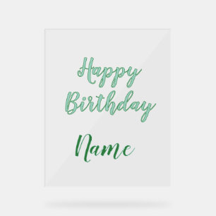 Señal Acrílica simple minimal feliz cumpleaños añade tu nombre