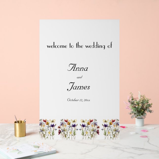 Señal Acrílica Sinfonía de flores silvestres: arte acuático vibra (Boda)