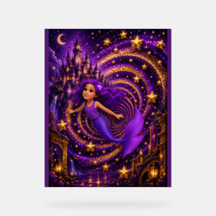 Señal Acrílica Sirena Morada Estrella Espiral Castillo Fantasía A