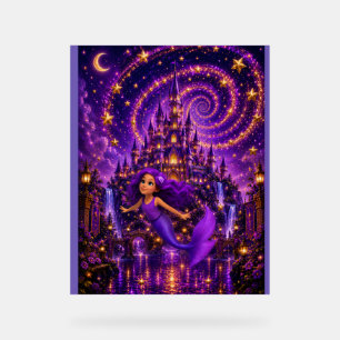 Señal Acrílica Sirena Morada Estrella Espiral Castillo Fantasía A