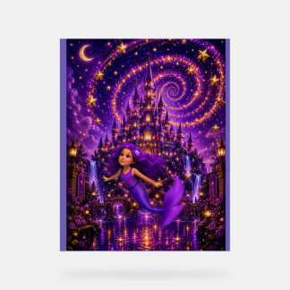Señal Acrílica Sirena Morada Estrella Espiral Castillo Fantasía A