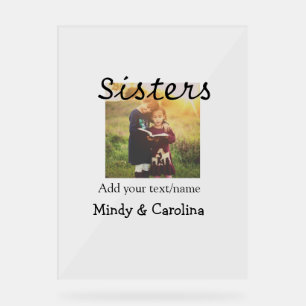 Señal Acrílica Sisters bestis BFF añadir familia de nombres de fo