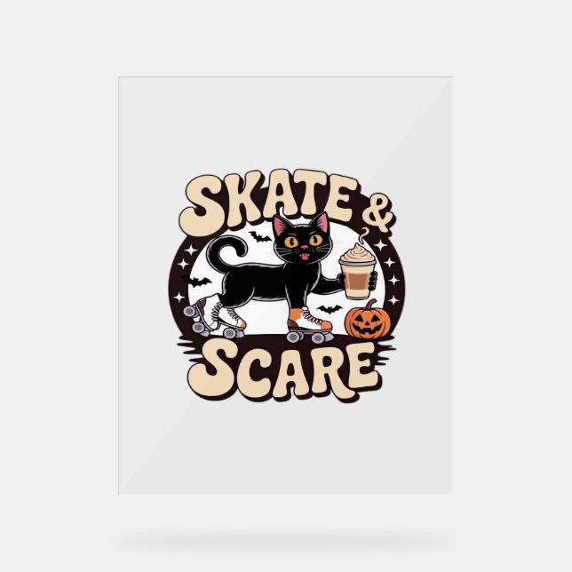 Señal Acrílica Skate & Scare - Patinaje Patrocinador Cuto Negro (Anverso)