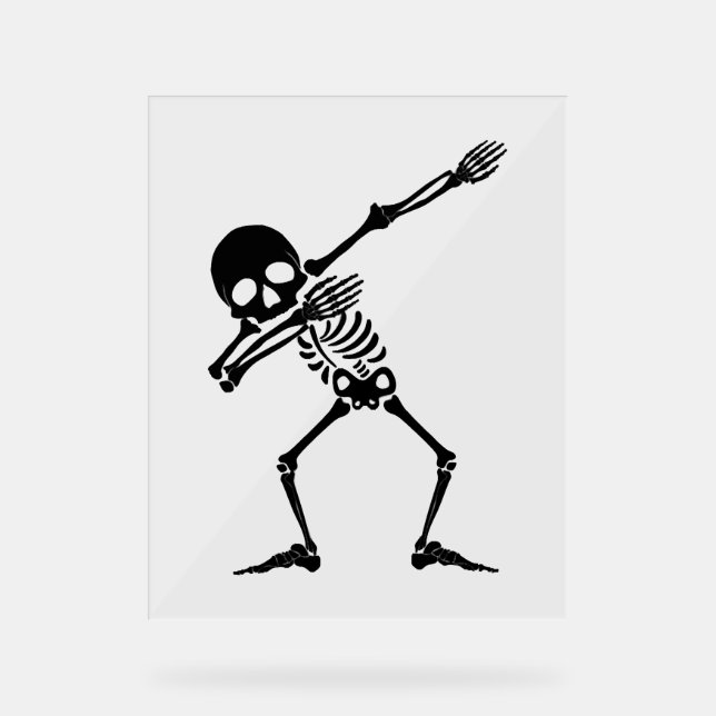Señal Acrílica Skeleton dabbing - camisa de los hombres del cráne (Anverso)