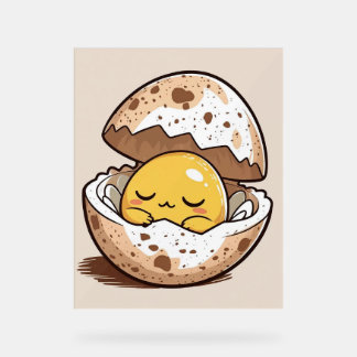 Señal Acrílica Sleepy Egg Yolk Poster