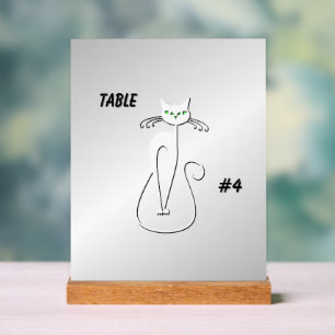 Señal Acrílica Slinky Black Cat Green Eyes on Silber Text