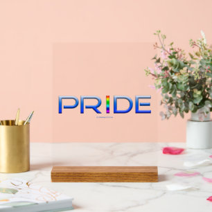 Señal Acrílica SlipperyJoe's Colorful Pride palabra bold metálico