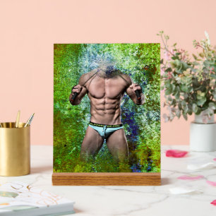 Señal Acrílica SlipperyJoe's hombre adulto muy musculoso sin cami