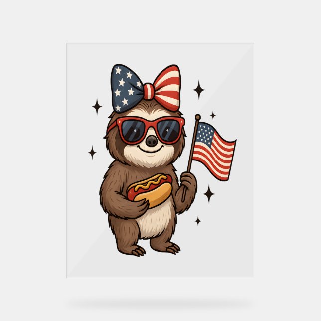 Señal Acrílica Sloth 4 de julio (Anverso)