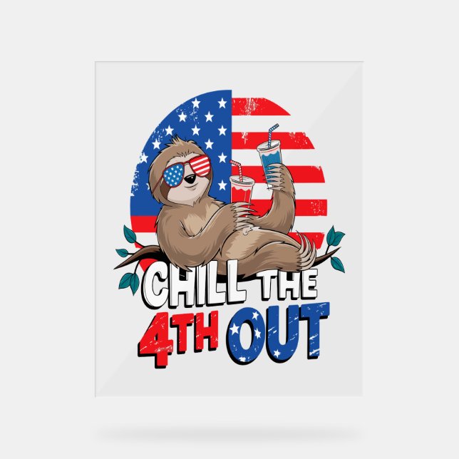 Señal Acrílica Sloth Chill the 4out Patriotic USA (Anverso)