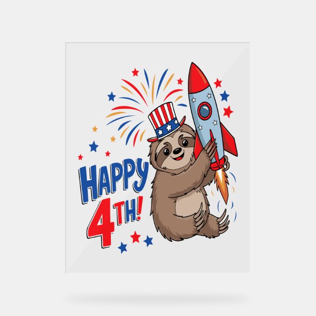 Señal Acrílica Sloth Happy 4Rocket Fireworks Estados Unidos (Anverso)