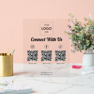 Señal Acrílica Social Media QR Code Business