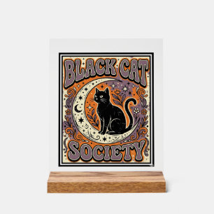 Señal Acrílica Sociedad del Gato Negro Gato Negro Arte Vectorial 