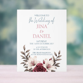 Señal Acrílica Sofisticada Suite MicroBoda Floral (Blanco)