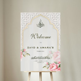 Señal Acrílica Soft Grey & Florals Islamic Wedding Acrylic Sign