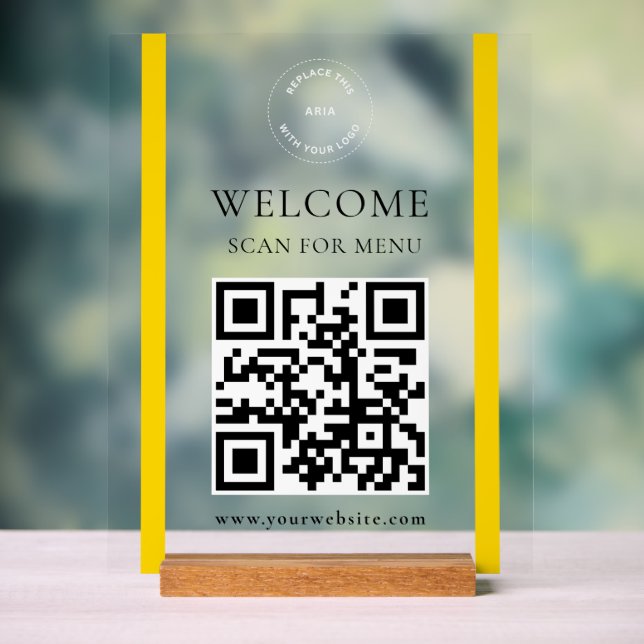 Señal Acrílica Solicitud de reseña de Google | Código QR del logo (Neutral )