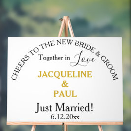 Señal Acrílica Solo nombres de colores de novia casada y de oro g