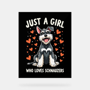 Señal Acrílica Sólo un chica que ama el Schnauzer en miniatura
