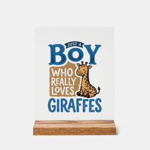 Señal Acrílica Solo un chico que ama las jirafas Diseño de camise