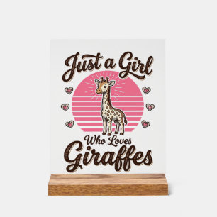 Señal Acrílica Solo una chica que ama las jirafas Diseño de camis