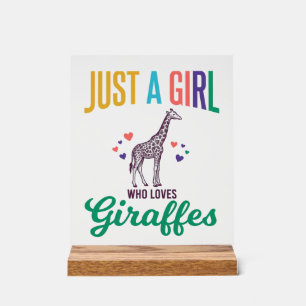 Señal Acrílica Solo una chica que ama las jirafas Diseño vectoria