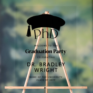 Señal Acrílica Sombrero de graduación doctoral de doctorado Bienv