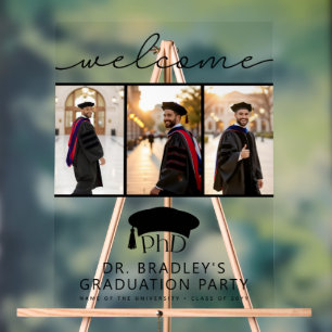 Señal Acrílica Sombrero de graduación doctoral de doctorado Bienv