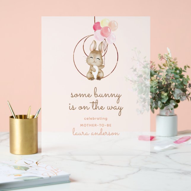 Señal Acrílica Some Bunny's On The Way Gender Neutral Baby Shower (Boda)